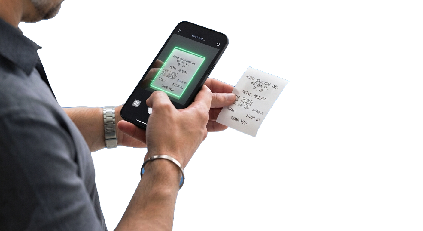 Scanning a paper receipt with the Cam2Ledger phone camera